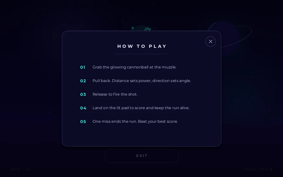 How to play modal listing the five steps of a run